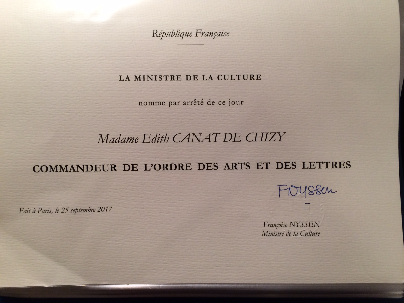 Commandeur Arts et Lettres